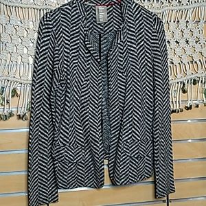 Anthropologie Dolan black white herringbone open front blazer cardigan